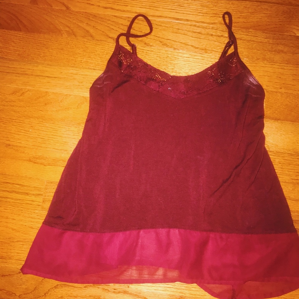 a maroon flowy tank top